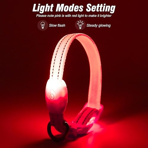 Miniatura 2 de Visinite Collares de perro iluminados para perros pequeños, collar de perro LED recargable con luz, collar de perro iluminado totalmente ajustable,