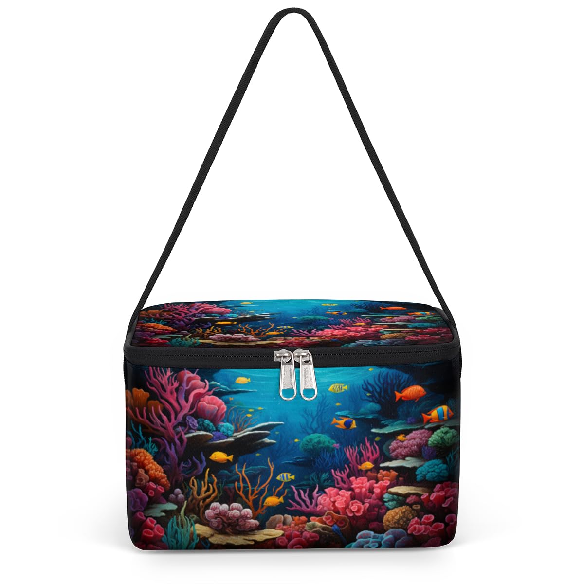 GzLeyigou Under the Sea World Lunch Bags for Women Men 9 Cans, Hot & Cold Food Delivery Bag Insulated Grocery Bag Insulated Lunch Box Coral Fish Cooler Bag for Office Work Picnic Beach