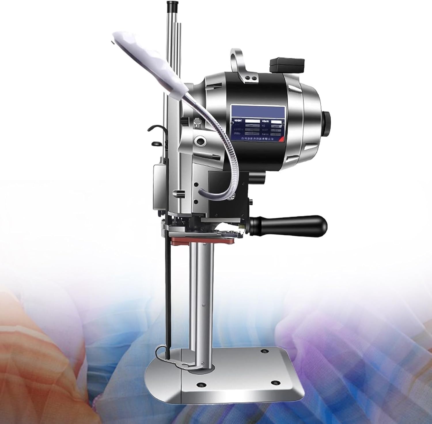Vertical Electric Leather Cutting Machine 1100W Large Electric Rotary Fabric Cutter Cloth with Lighting，for Fabric Clothing Leather Paper(28"/72cm)