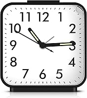 Vista 1 de LOFICOPER Reloj despertador analógico, funciona con pilas, reloj despertador de viaje analógico, reloj de noche con luz nocturna, repetición