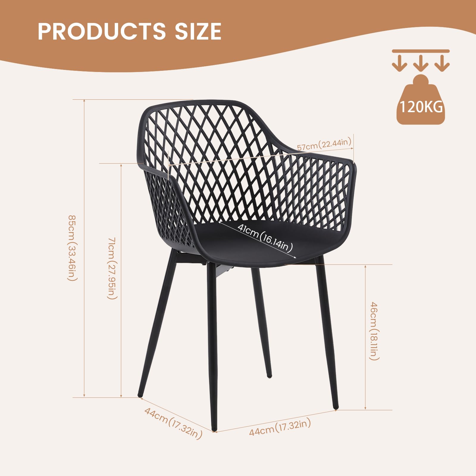 buybyroom Chaise Salle a Manger Lot de 4, Chaise Ergonomique, Chaise de Cuisine avec Accoudoir, Convient pour la Salle à Manger, Le Salon, la Cuisine et la Chambre, Noir