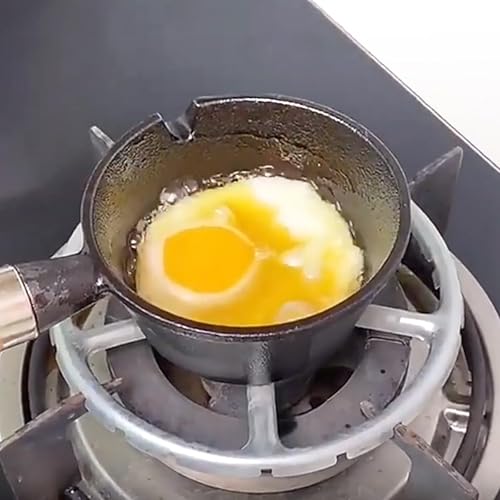 Miniatura 7 de DOERDO - Olla de hierro fundido, mini sartén para huevos, sartén de hierro para sopa con mango de madera para cocina, olla de hierro fundido, 4.3 x