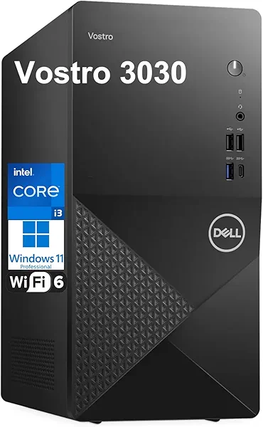 Dell Vostro 3030 3000 Tower Business Desktop Computer, 12th Gen Intel 4-Core i3-12100 (Beat i5-11500T), 16GB DDR5 RAM, 512GB PCIe SSD, WiFi 6, Bluetooth, DisplayPort, HDMI, Type-C, Windows 11 Pro