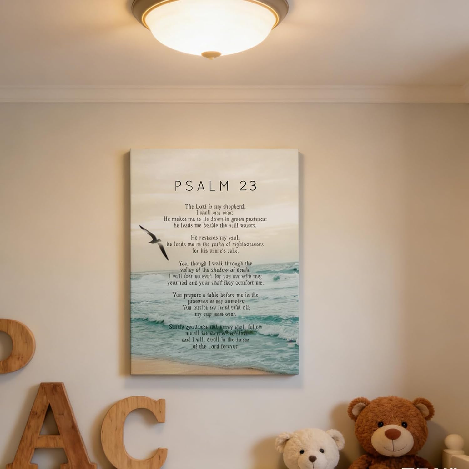 Bible Psalm 23 Canvas Wall Art Christianity Verse Painting Picture Wall Decor Religion Inspirational Scripture Poster Print Artwork for Church Prayer Room Bedroom Office Home Decoration 12inx16in - Image 8