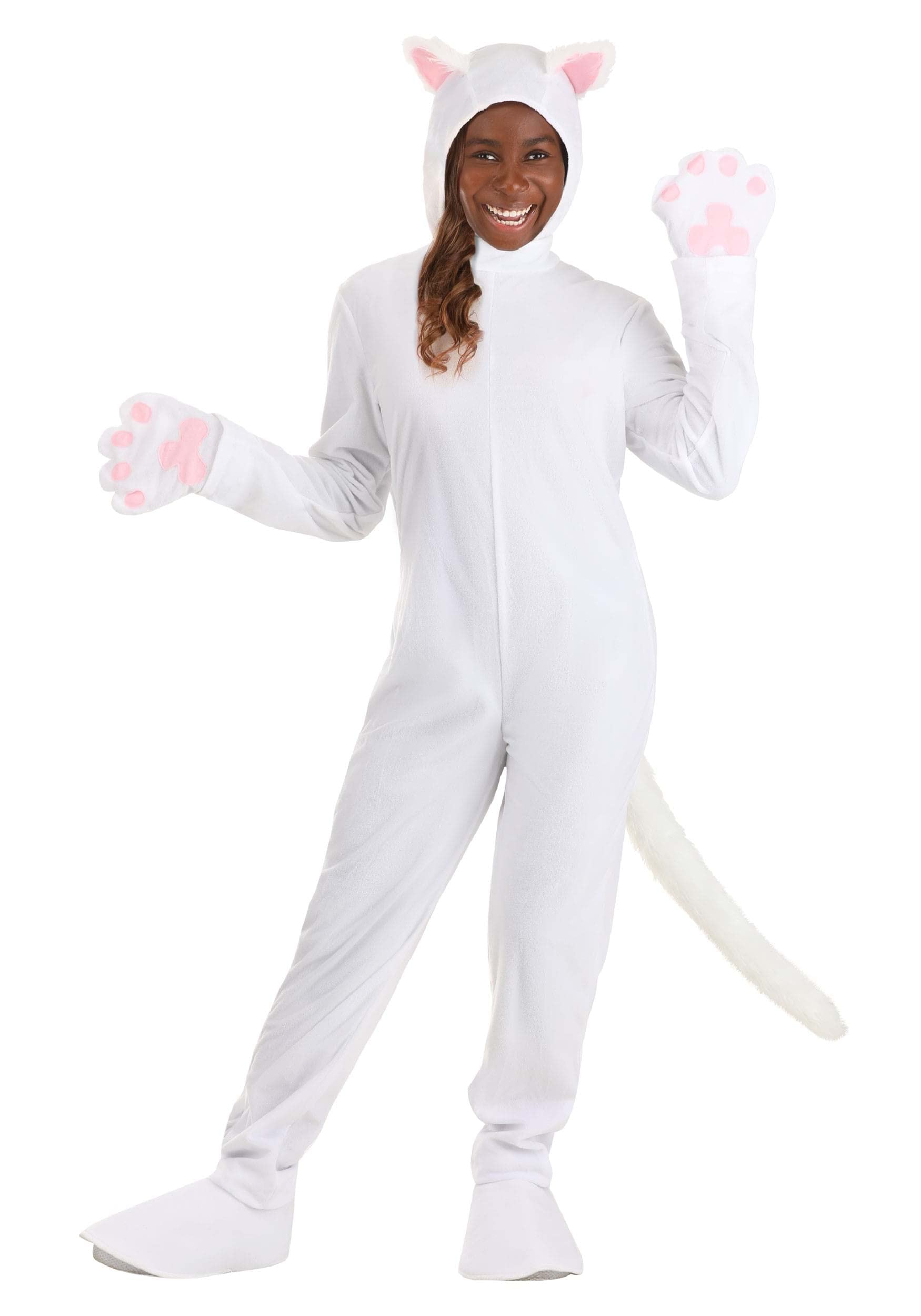 Adult White Cat Fancy Dress Costume Large
