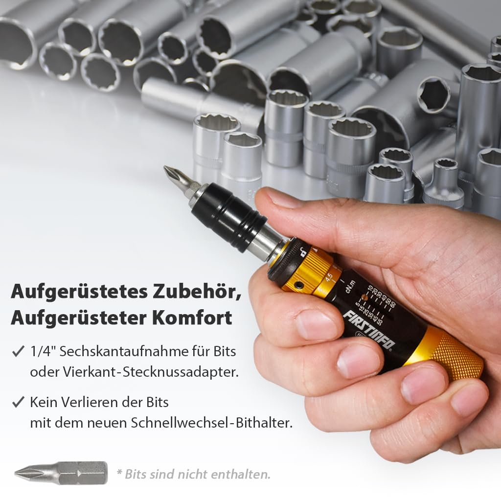 FIRSTINFO Drehmomentschraubendreher 0,05-0,6 Nm 1/4" Hex H5177