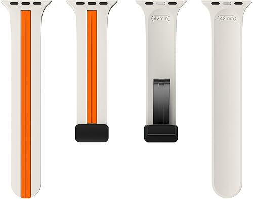 Miniatura 6 de Correa de silicona con cierre plegable magnético, compatible con Apple Watch de 1.654 in 1.732 in 1.772 in 1.929 in, correa de silicona deportiva