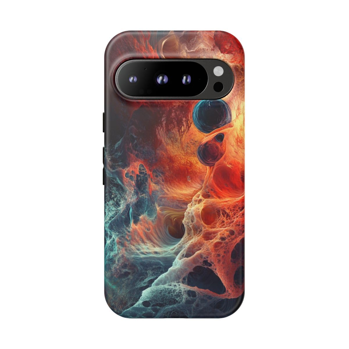 Coque rigide mate Google Pixel 9 Pro rouge à texture abstraite