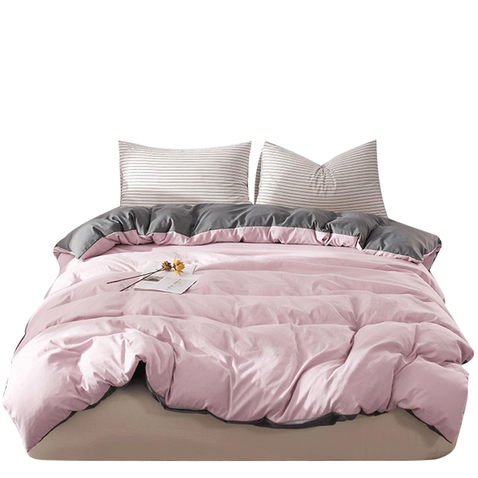 Housse de couette 200x230cm sans repassage anti-glisse bicolore
