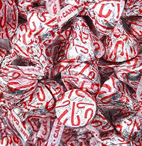 Christmas Hersheys Kisses Candy Cane Chocolate (410+ Count) 4.5 lbs Mint Candy with Stripes & Candy Bits - Approx. 410+ Kisses in a Tundras Bag