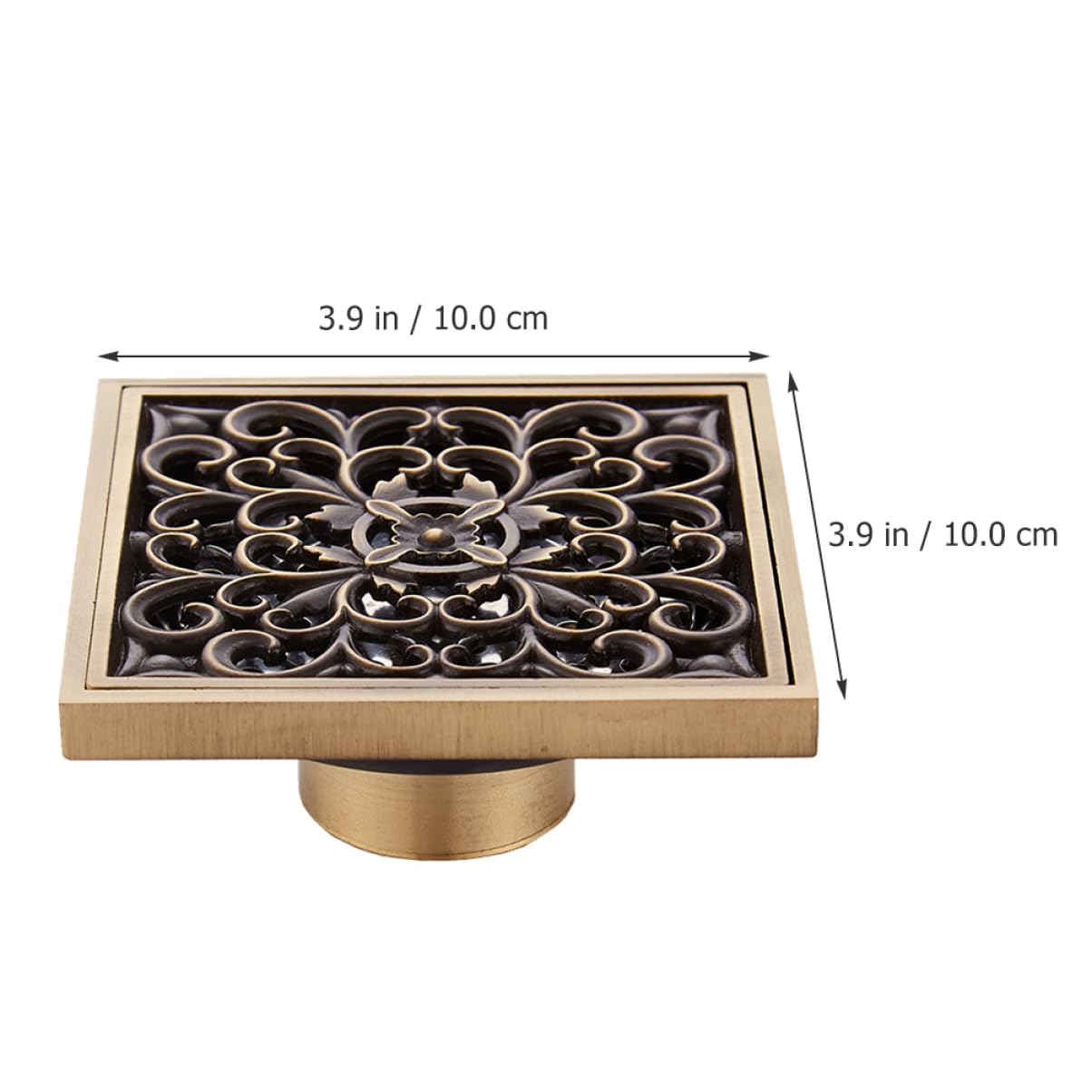 DOITOOL Desagüe de Suelo de Latón Cuadrado Estilo Europeo Vintage Filtro Resistente para Ducha y Baño, Tapa de Drenaje Antigoteo Sencilla y Duradera