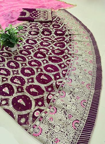 Image of Heavy Embroidery Work Semi Stitched Shimmer Silk Rajputi Poshak For Women Rajasthani Lehenga Choli