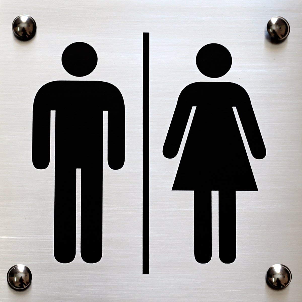 Shreyas Signages I Door Sign I Stainless Steel I Toilet Sign I Unisex I Male Female I Gents Ladies" I Wash Room I Chemically Etched Logo (10 cm X 10 cm)