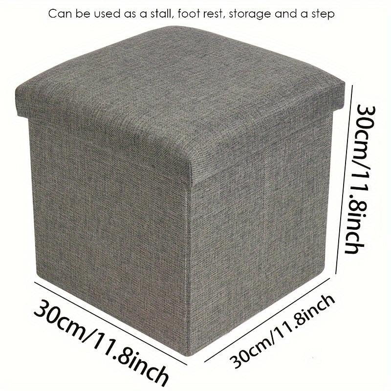 Image of HROY Foldable Storage Ottoman Cube with Padded Seat - Collapsible Footrest Stool with Hidden Storage Box for Living Room, Bedroom & Office (30L x 30W x 30H cm) (Grey, Cube)