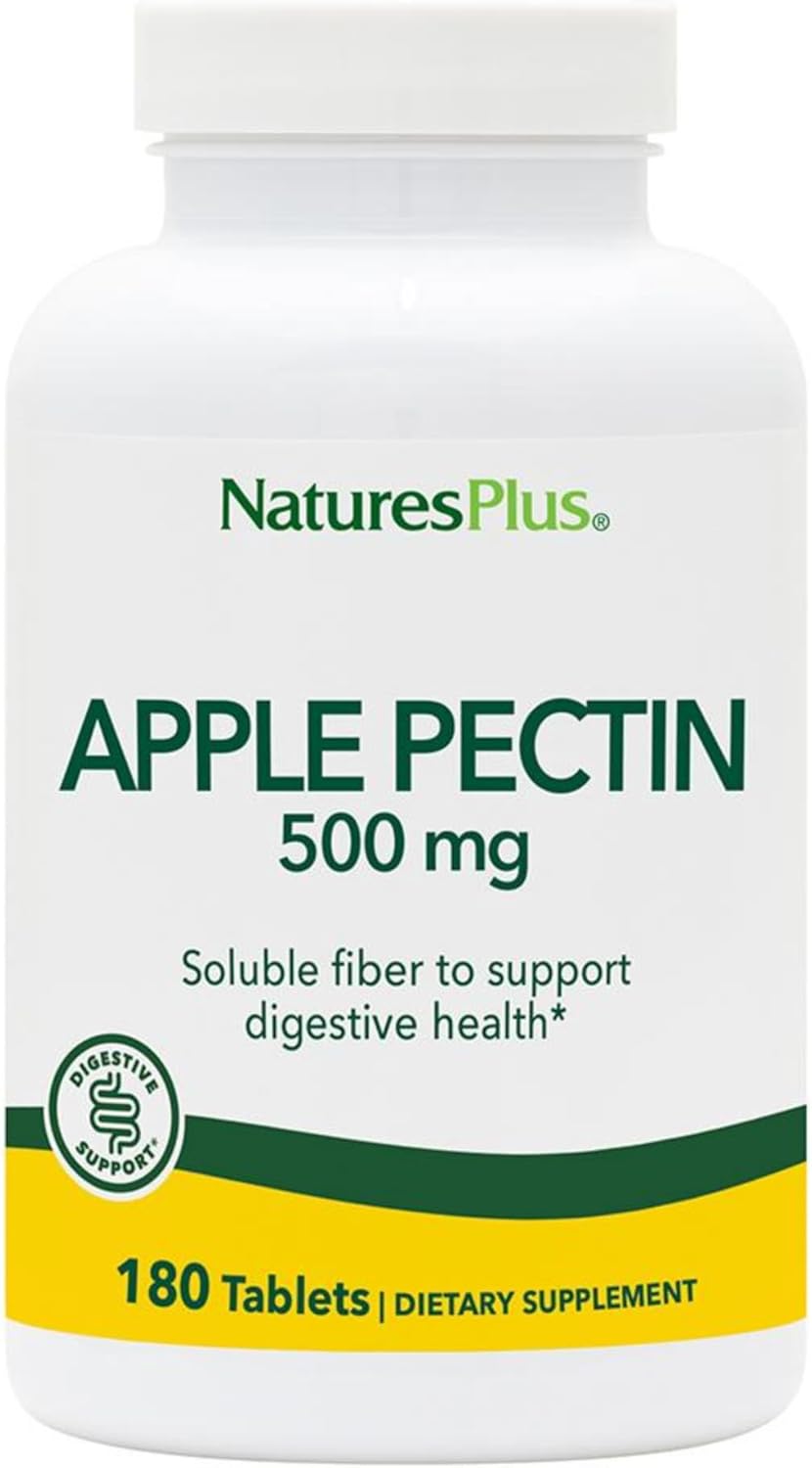 NaturesPlus Apple Pectin - 500 mg, 180 Tablets - Natural Fiber Supplement - Vegetarian, Gluten Free - 180 Servings