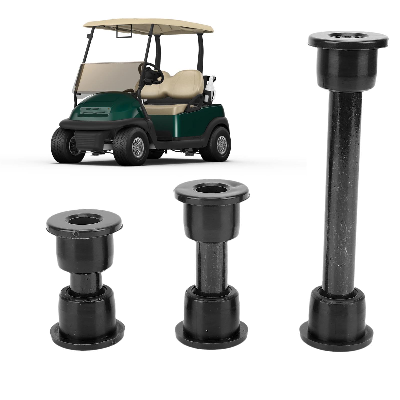 Front Bushing Kit with Screws 102287401, Club Car Lower Spring and Upper A Arm Polyurethane Bushings and Sleeves Replacement, for Club Car Precedent 2004-up (black)