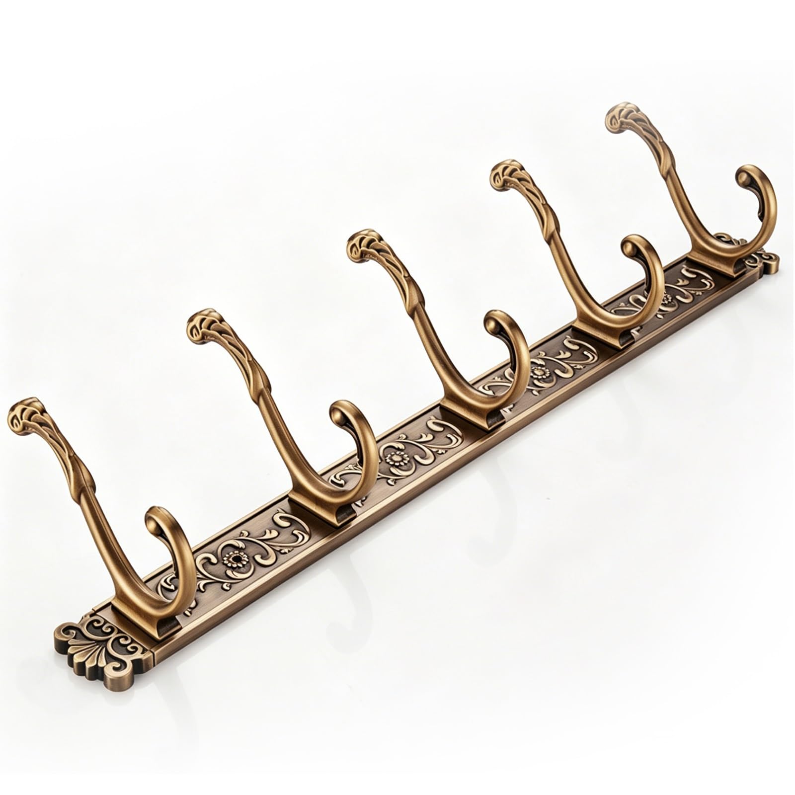 LTSRLL Antique Coat Rack Wall Mount, Aluminum Hat Hooks Bag Hanger for Door, Bathroom, Dorm, Closet(5-Hook)