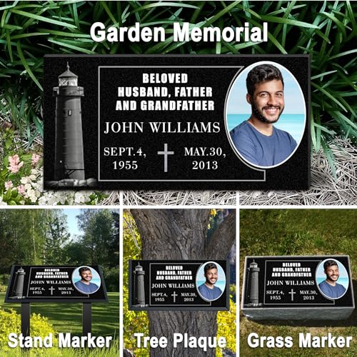 Image of ADFSTONE 20x10 Personalized Headstone Picture Plaques, Headstones for Graves, Grave Markers, Memorial Plaque, Grave Stones for Humans, Bereavement Garden Stones, Cemetery Tombstones for Loved Ones