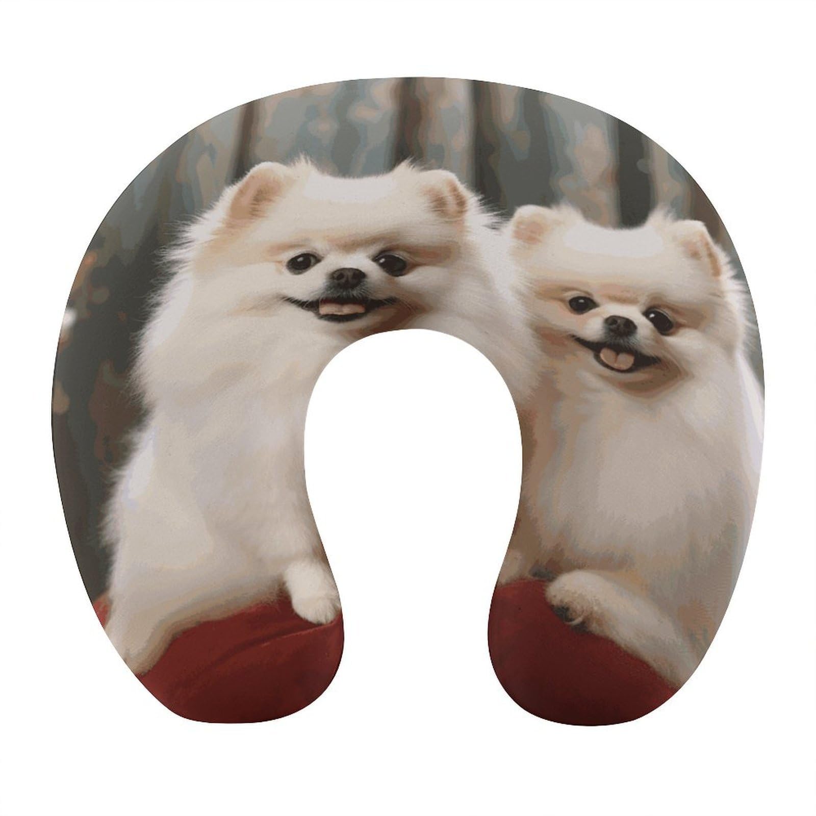 Btcowzrv Style Short-Haired Pomeranian Dog U Shaped Neck Pillow Travel Pillows