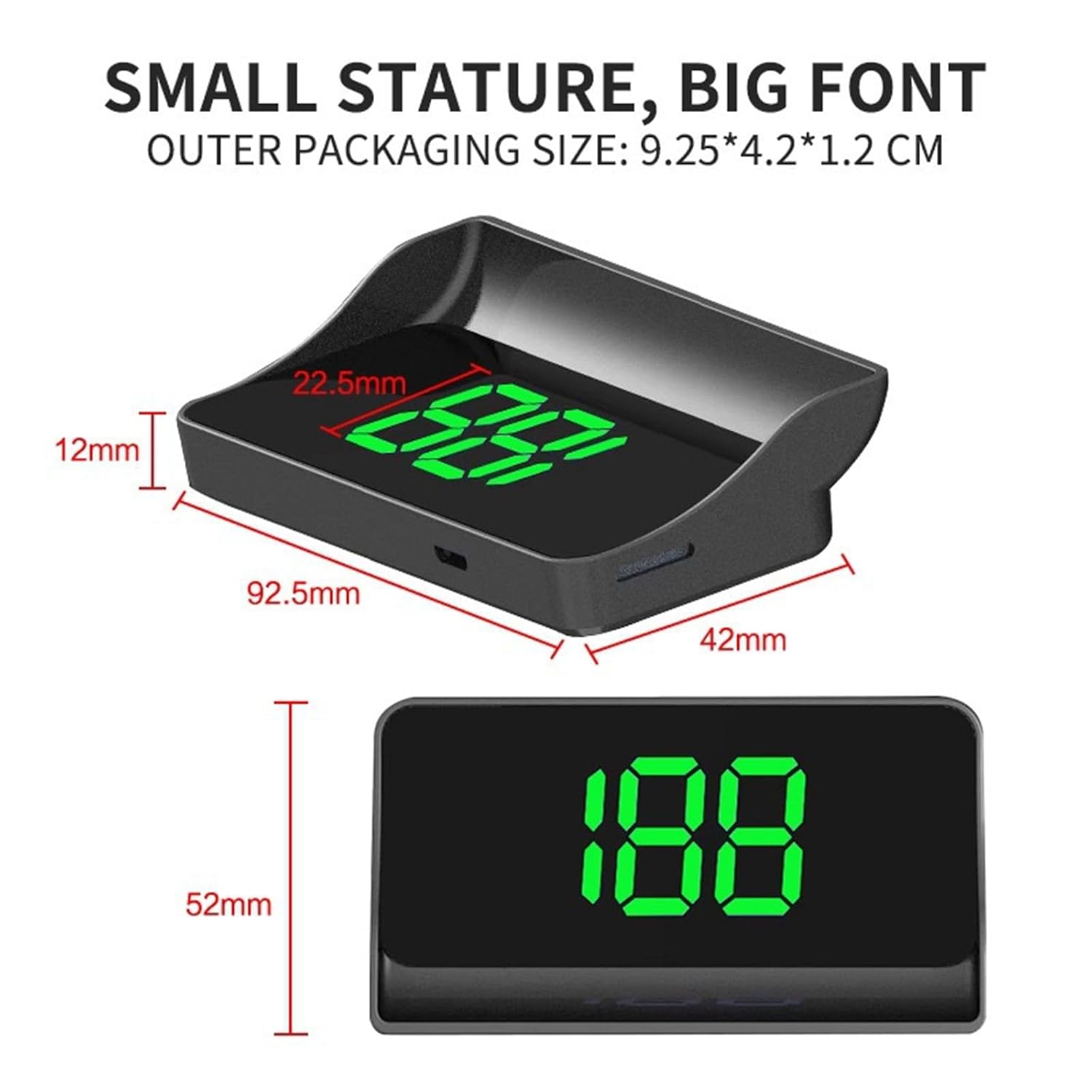 Head up Display Car GPS Digital Speedometer, Large Font Auto Dimming, Plug and Play with USB, Sunshade Included for All Vehicles (White+Green)