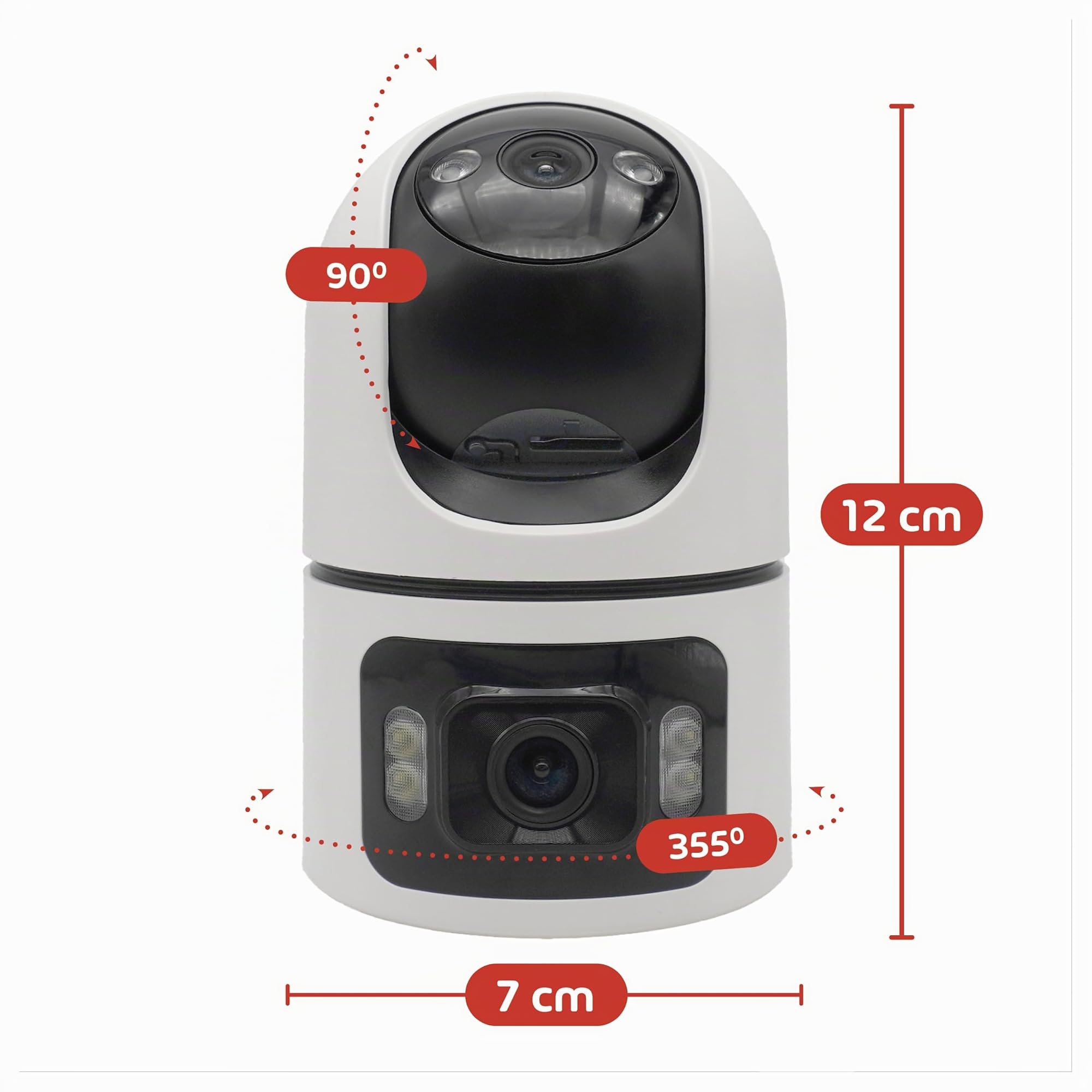 energeeks Sentinel Duo - Cámara Vigilancia WiFi Interior - 2,4/5GHz - Doble Lente 4MP+4MP - Motorizada 360º - Autotracking - Bluetooth - Detección Humanos y Sonido - Sirena y Luz LED - ONVIF