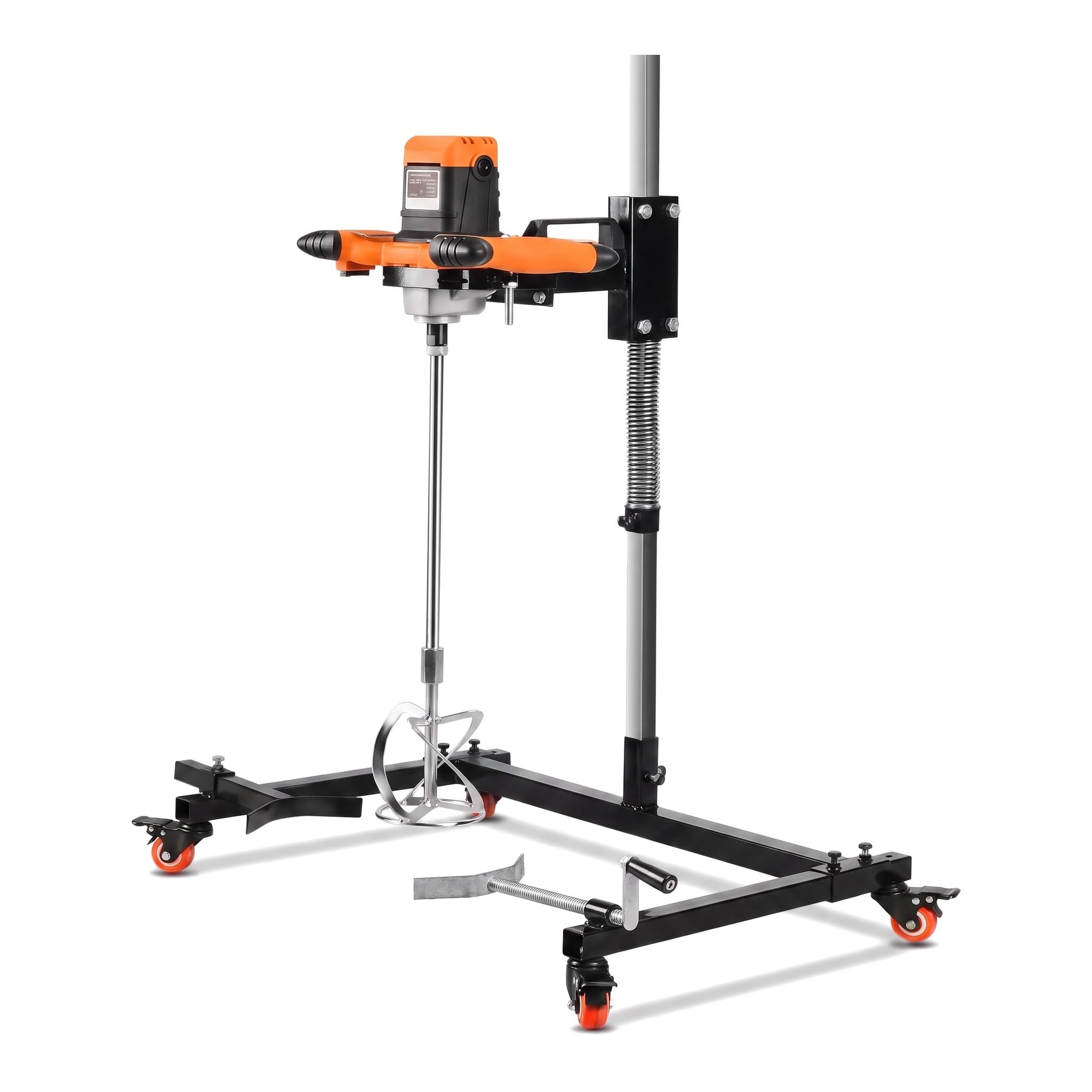 Mezcladora Eléctrica De Pintura, Mezcladora De Tanque De 2600 W con Soporte Auxiliar, Agitador Volante De 0-850 R/min para Cuba De 20-60 Cm, 6 Velocidades Ajustables, para Cemento, Masilla,