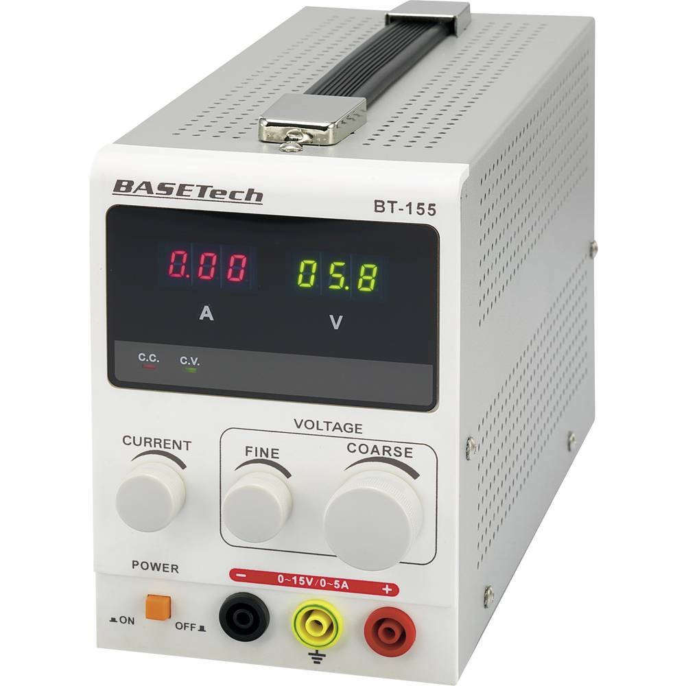 Basetech BT-155 Adjustable Lab Power Supply 0-15V DC 0-5A 75W Number of Outputs 1 x