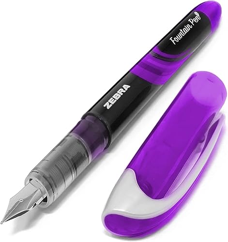 Miniatura 3 de Zebra Fuente - Pluma estilográfica desechable, punta fina de 0.039 in, 0.024 in de ancho de línea, cartera de 4 (violeta)