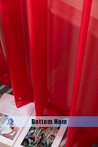 Miniatura 10 de WPM World Products Mart - Cortinas de gasa transparente para dormitorio y cocina totalmente cosidas y dobladilladas, Azul (Sky Blue)