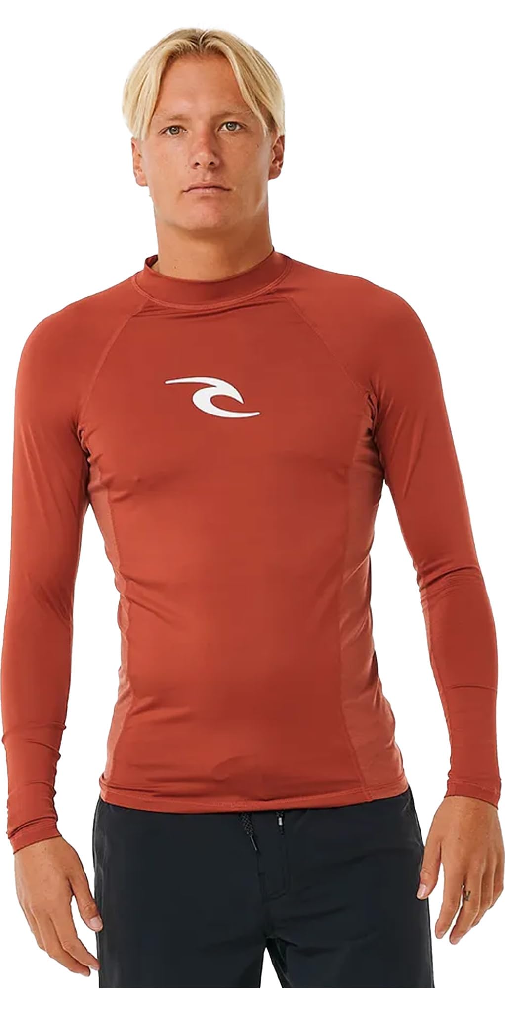 Rip Curl Mens Waves UPF 50 Performance Long Sleeve Rashguard, Red 241, XXL