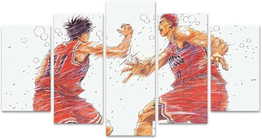 Amazon|5パネル写真キャンバス壁アート装飾絵画スラムダンク桜木