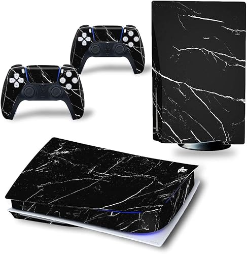 Calcomanía para consola PS5 Disc Edition y controladores inalámbricos, juego de funda protectora completa de vinilo para PS5 Disc Edition (mármol
