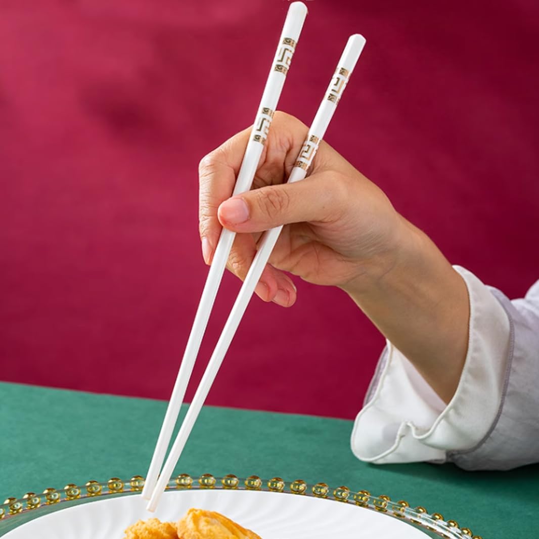 Baguettes, coffret cadeau de baguettes en porcelaine bleue japonaise, coffret cadeau de 10 paires de baguettes réutilisables de qualité supérieure avec étui, baguettes antidérapantes en céramique d'os
