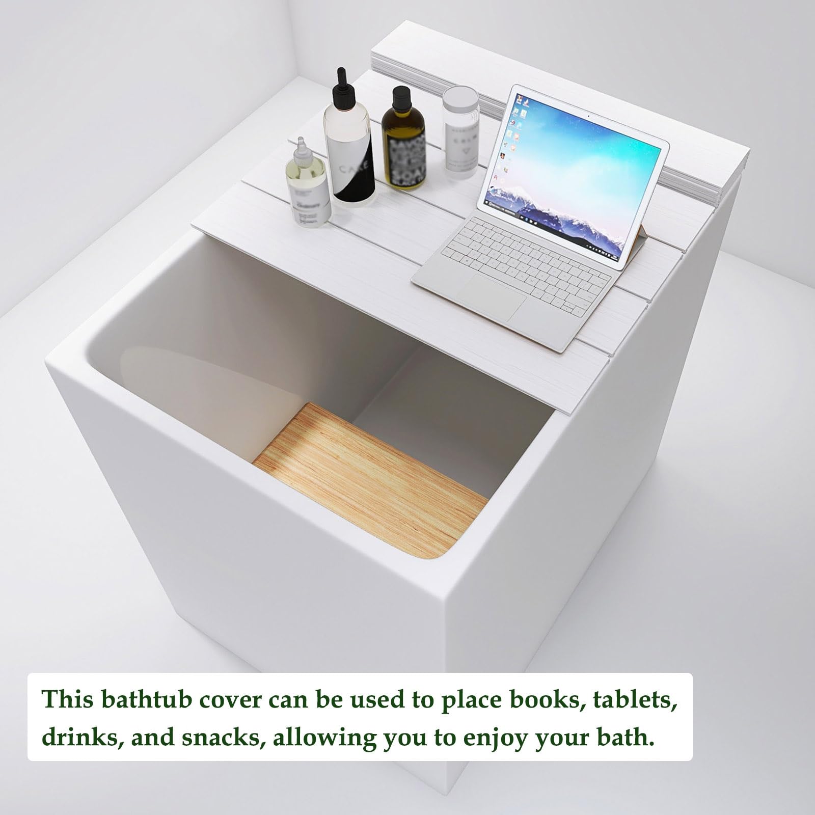 Pokrowiec na wannę z PCW, wodoodporna i pyłoszczelna składana deska, do wanny 115 x 75 / 105 x 80 / 160 x 80 cm, do spa i jacuzzi (85 x 66 cm), grubość 0,6 cm