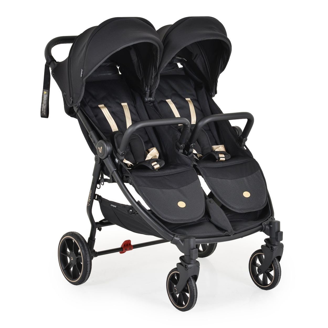 Cangaroo poussette jumelle 2Gether, couvre-pieds, cadre aluminium, pliable, coloris:noires