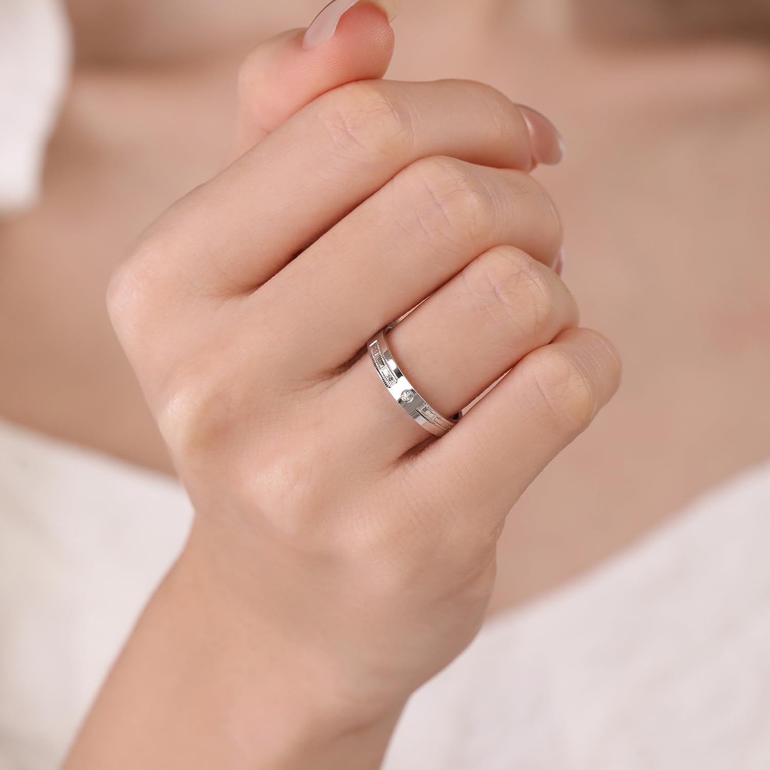 Meissa Anillo de Compromiso Boda Alianzas de Plata de Ley 925 para Pareja Anillos Ajustables con Circonita Mujer 3mm & Hombre 4mm Juego Nupcial Regalo, Juego de dos anillos (Grabado)