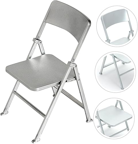 Miniatura 9 de Totority Mini silla plegable, soporte para teléfono celular, silla de casa de muñecas en miniatura, accesorios de figura para decoración de