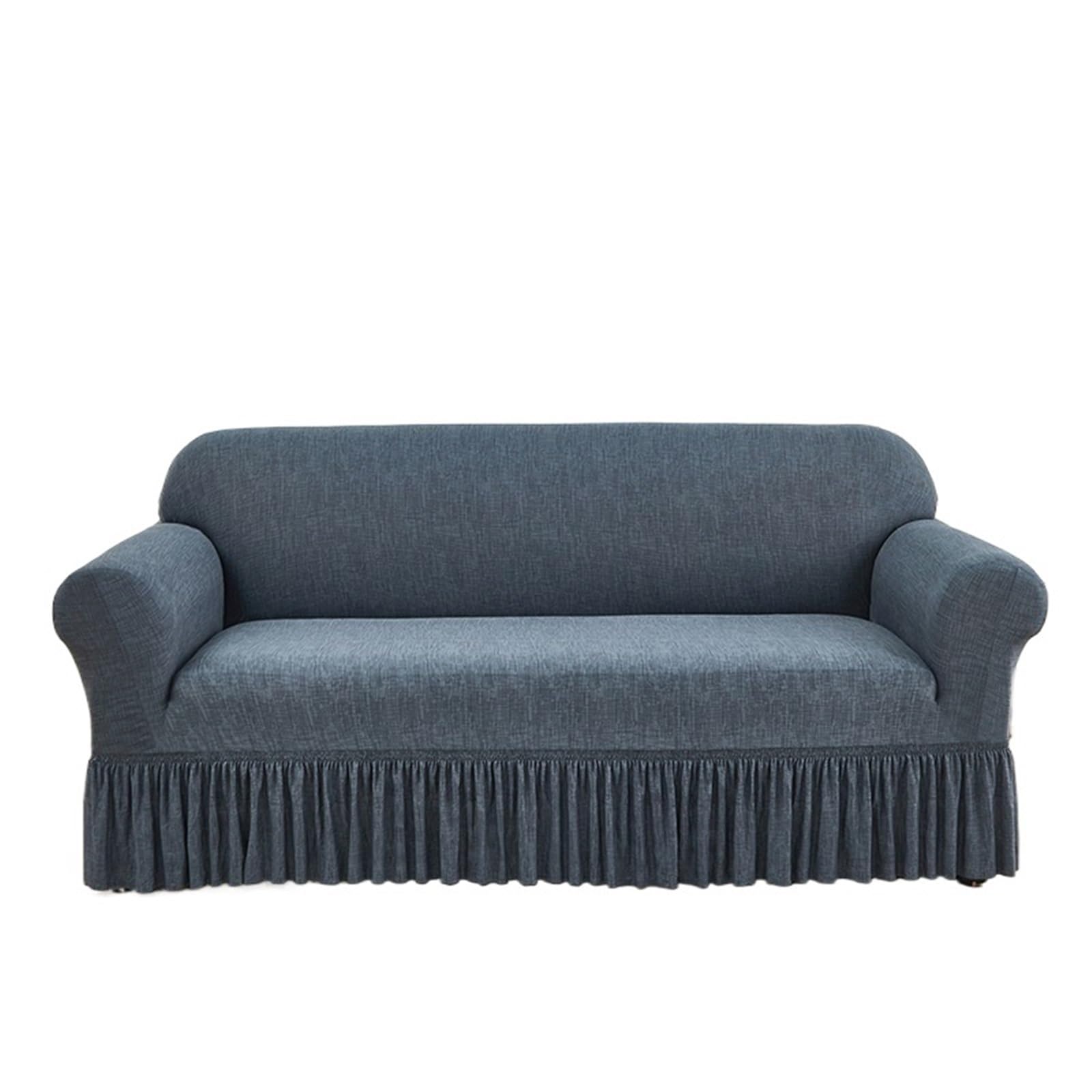 GCYEIDMA Skirt Sofa Cover Sofa Cover with Skirt Washable Elastic Stretchable Easy Fit Universal Furniture Protector(Color 1,3-seater(190-230cm))