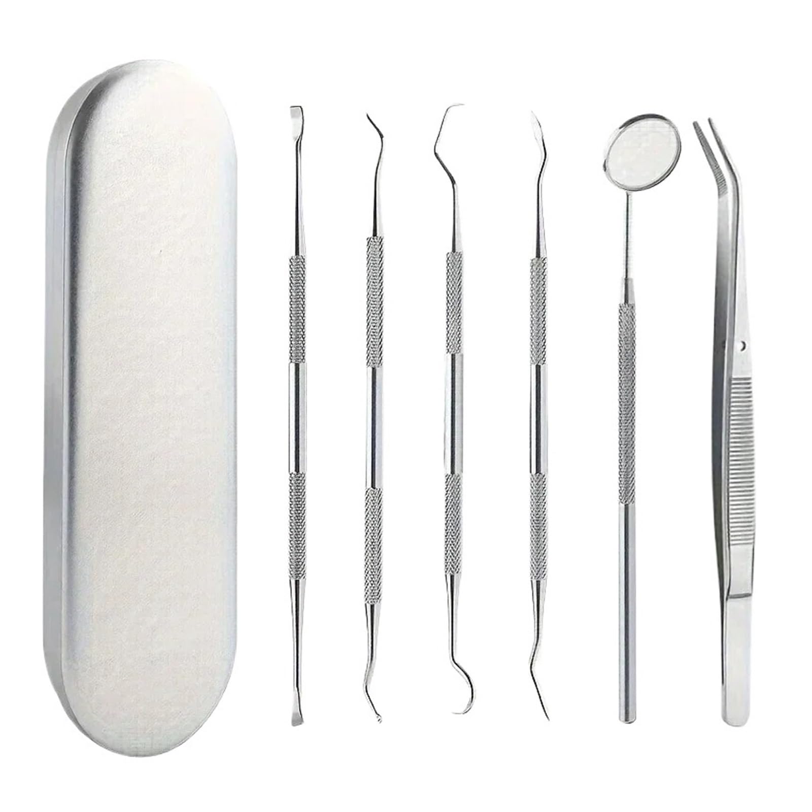 Custodia For Set Di Specchietti Orali For Pulisci Lingua In Acciaio Inossidabile Piezas del regador oral | Set puliscilingua+specchio, acciaio inossidabile, con custodia da viaggio, kit dentale.(6pcs)