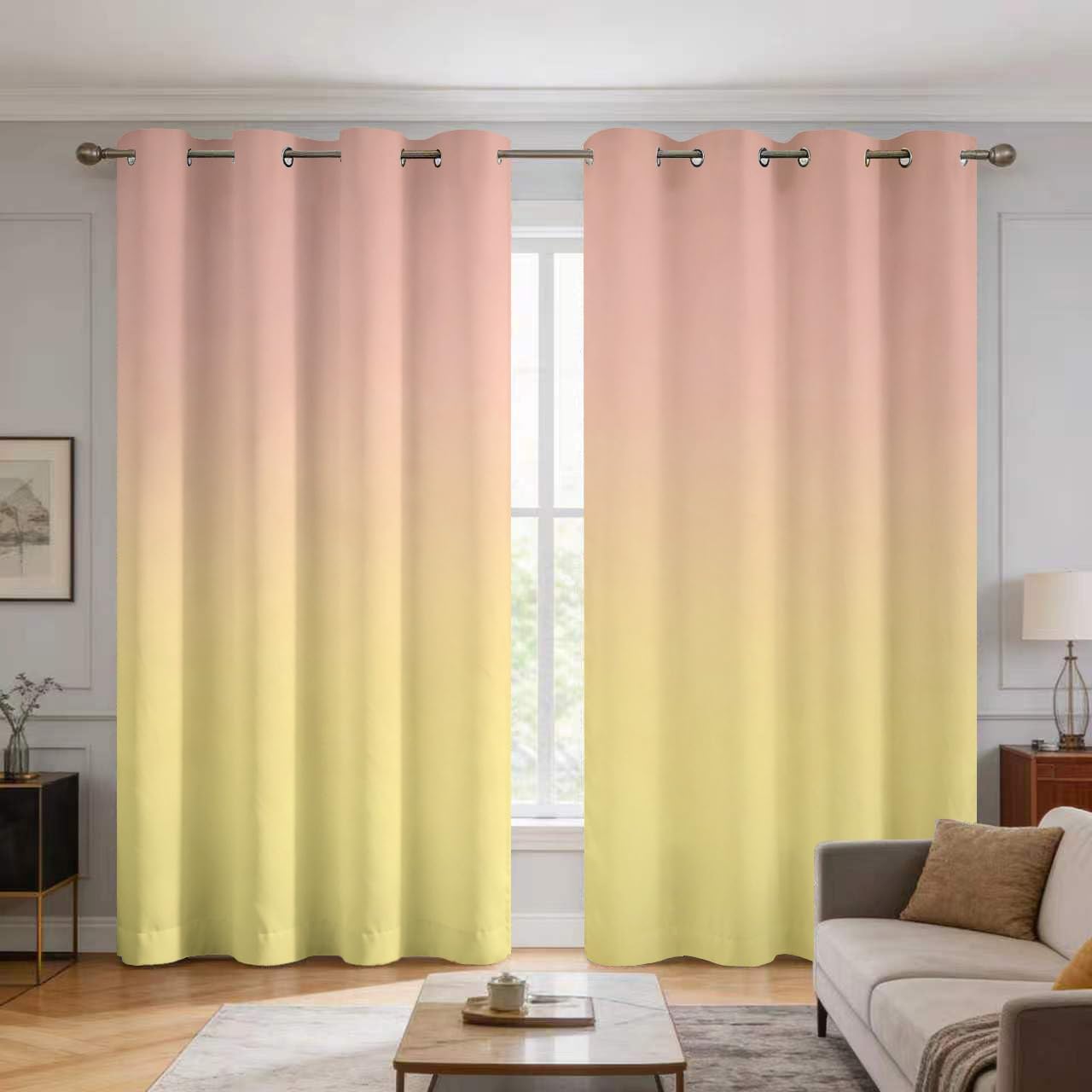 Ombre Gradient Curtains 66 X 72 Decor 2 Panels