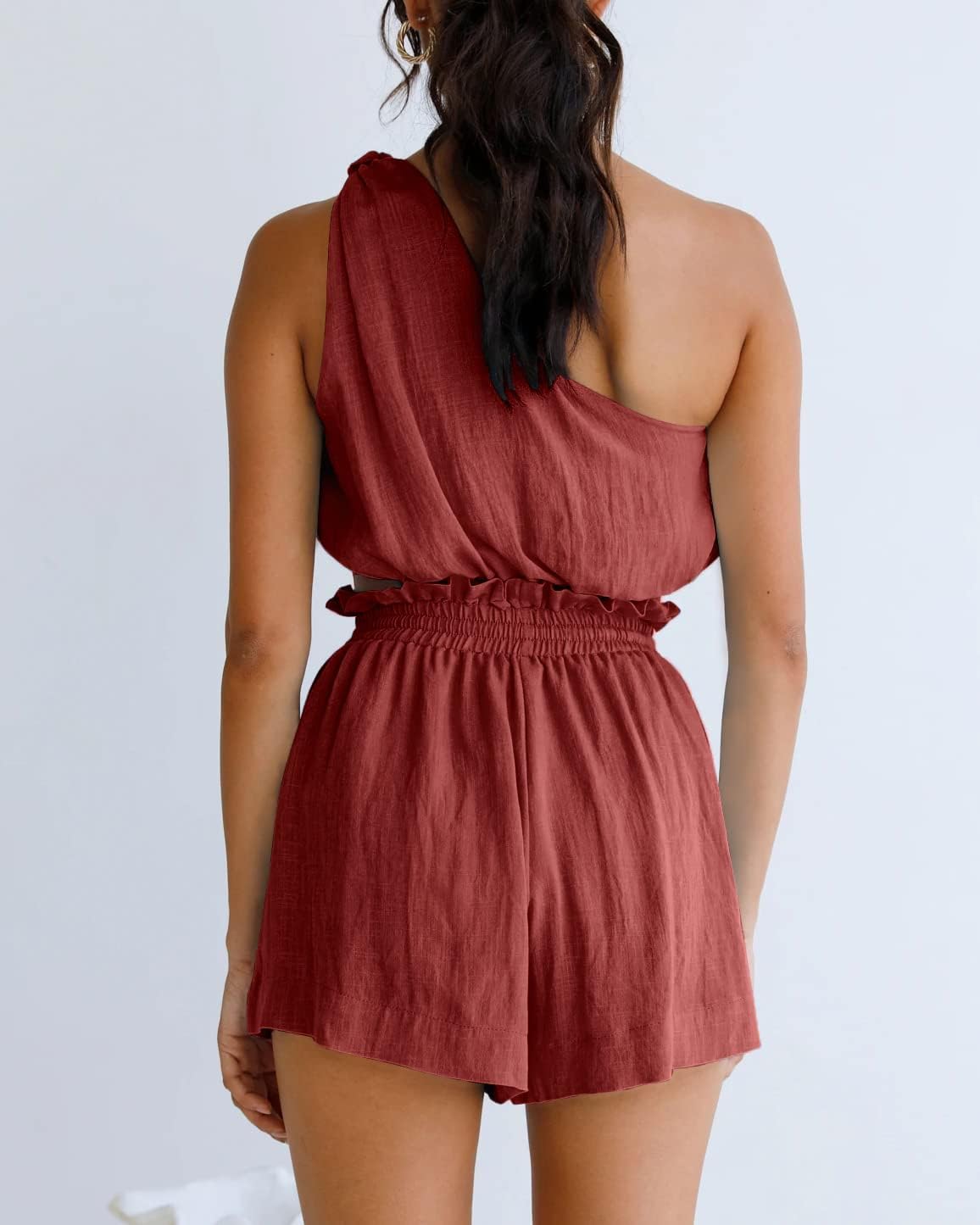 Imily Bela Womens 2 Piece Outfits Linen Matching Sets Two Piece Crop Tops and Paper Bag Waist Shorts Sets 2025 Summer Outfits - Image 4