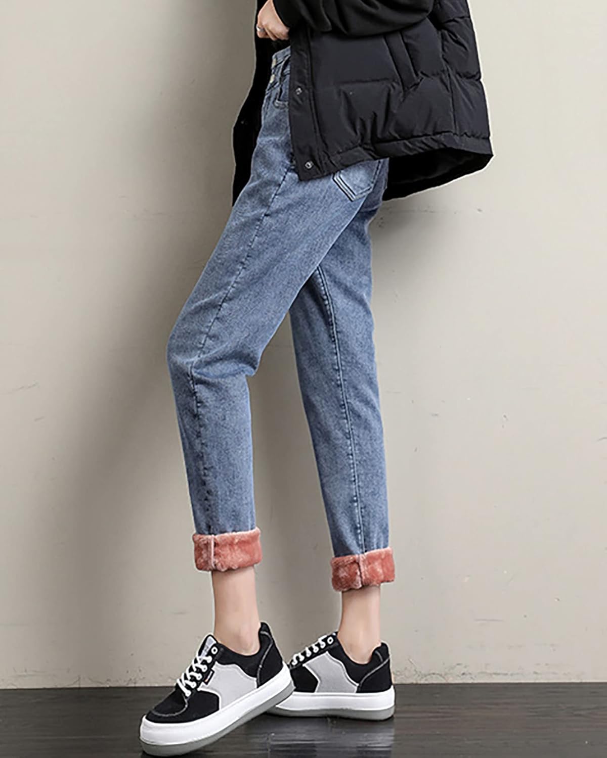 Women's Stretchy High Waisted Fleece Lined Jeans Winter Thermal Skinny Denim Jeggings