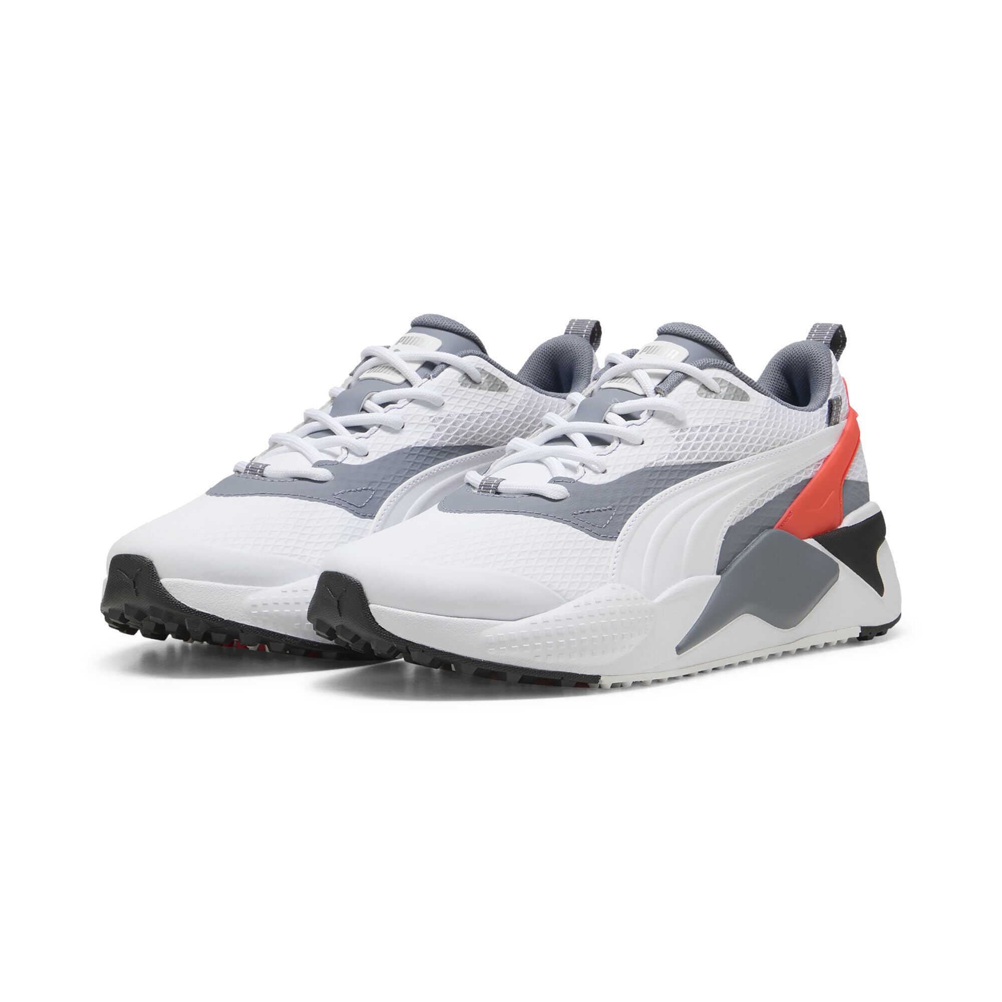 Puma GS-X Efect Men's Golf Shoes, Puma White/Grey Tile/Red Blast, 27.5 cm