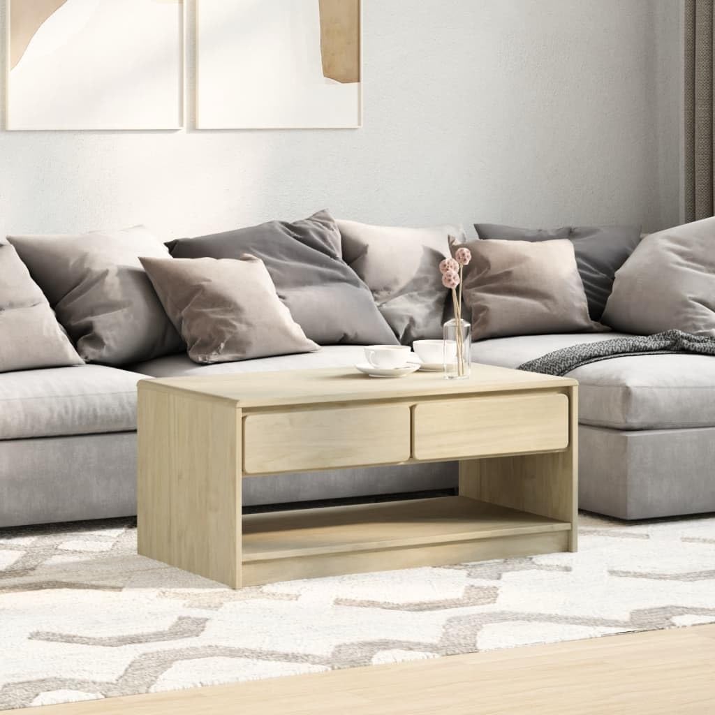 Homgoday Tavolino da caffè SAUDA in rovere 99 x 55 x 45 cm in legno di pino massiccio, tavolino da tè per soggiorno, sala d'accoglienza degli ospiti, camera da letto e ufficio