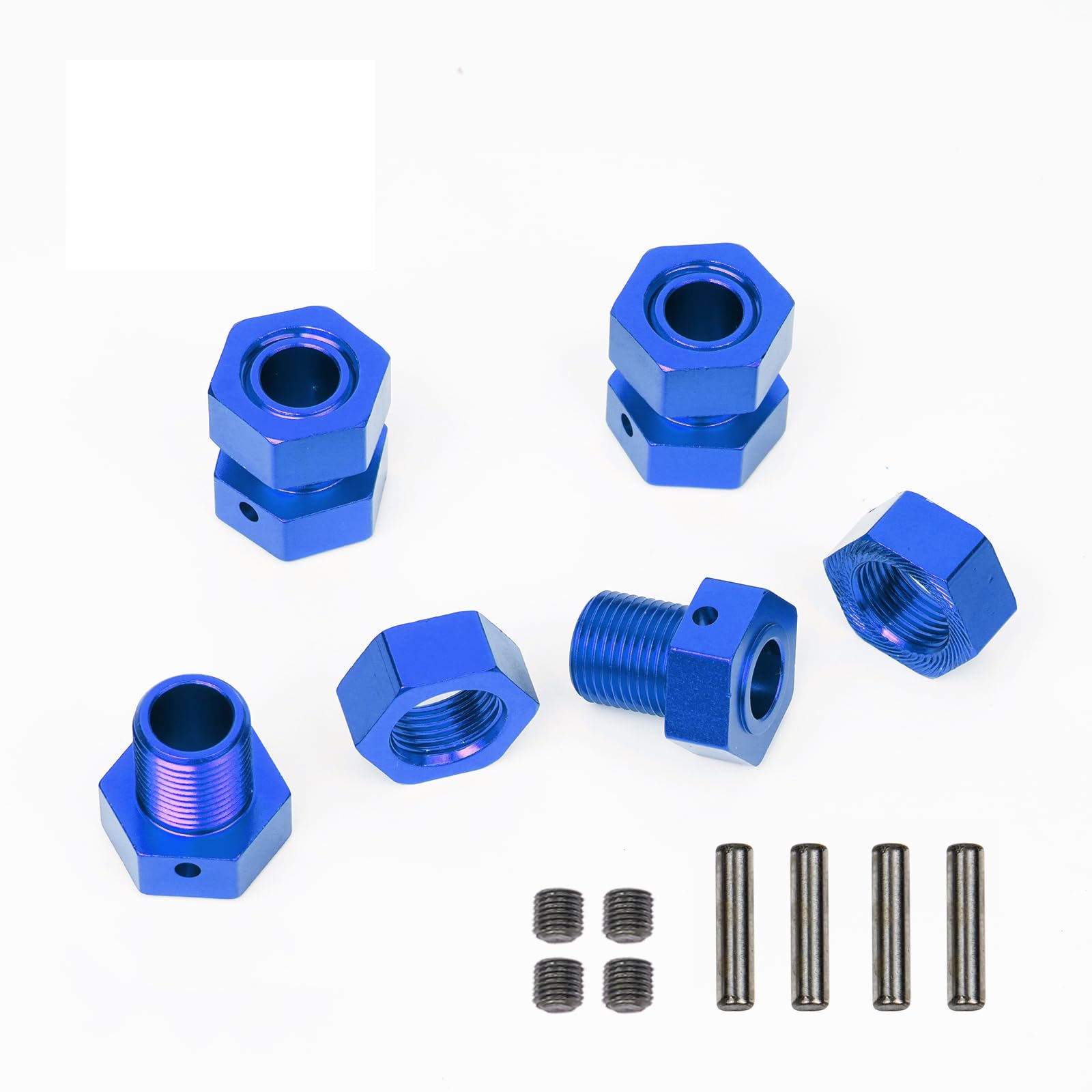 Photo 1 of 4 Set Extended Aluminum Wheel Hex Nut Set W/Pins for Arrma 6S 1/8 Outcast/Talion/Kraton/Notorious/1/7 Fireteam/Big Rock,17mm Extend Wheel Hex&Nut,Widen Wheeling Hex Hub Adapter Upgrade AR310484-Blue