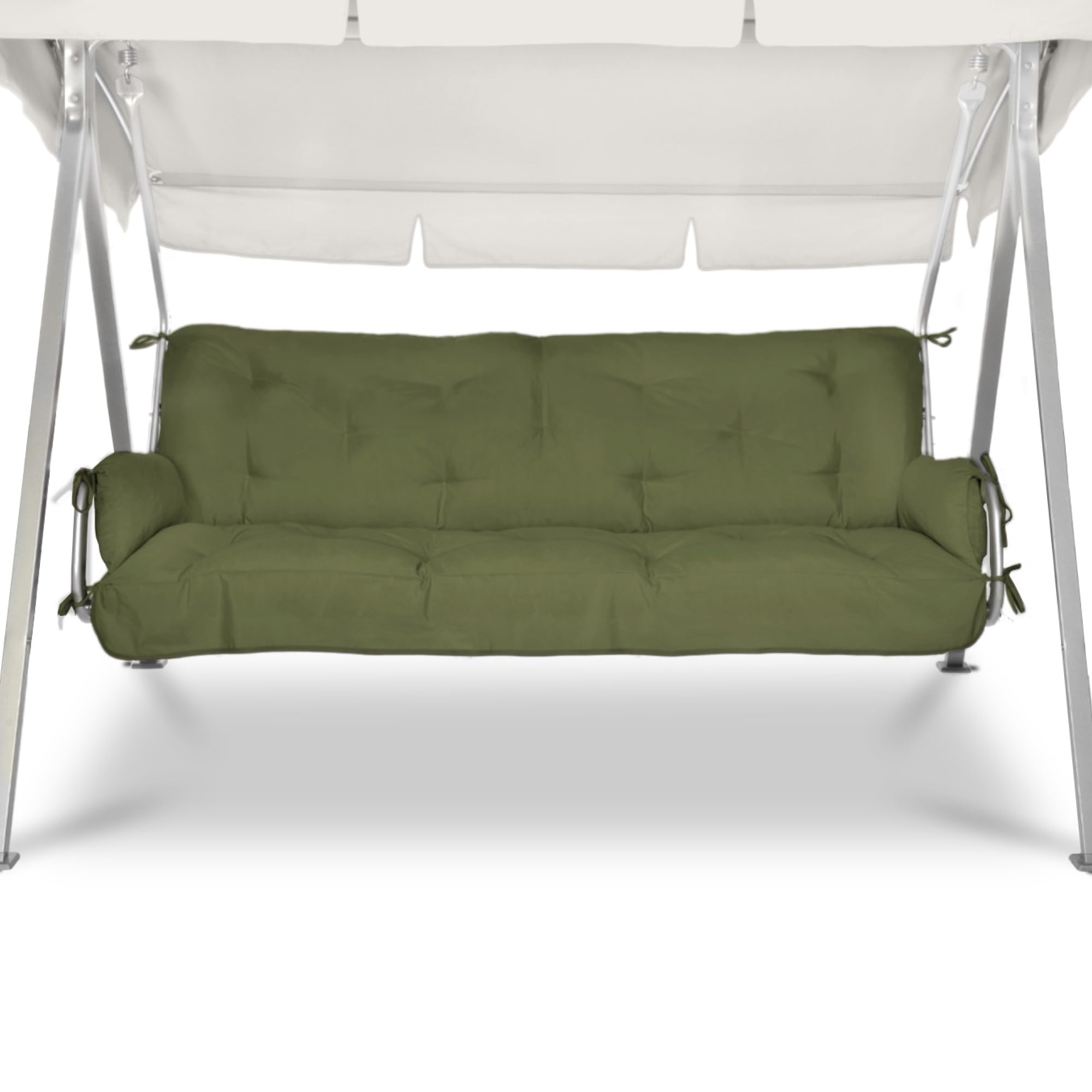 Beautissu Garden Swing Seats 3 Seater 180x50x8 cm Flair HS – Hammock Canopy Swing Seat Cushions for Outdoor Furniture Patio Garden Bench Cushion – Olive Green