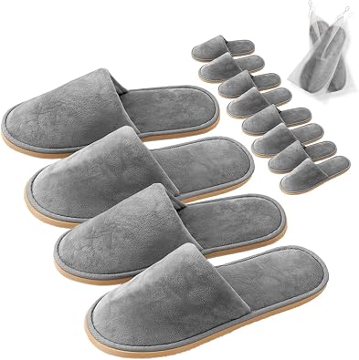 GONG GONG 2-6Pairs Spa Slippers Non Slip Disposable Slippers for Guest | Washable Reusable,Crystal Velvet Slipper For Bathroom,House,Hotel,Party,Wedding,Can Be Used As House Slippers,Bride Slippers