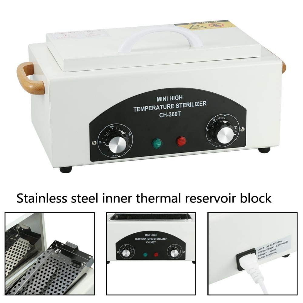 GMtes Profesional de Alta Temperatura Esterilizador Caja Nail Art Salon portátil Herramienta de desinfección esterilización uñas de manicura Herramienta esterilizador de Calor seco