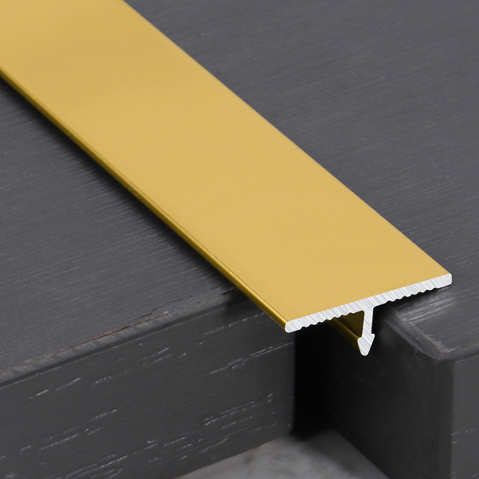3 Stück Türschwellen Leiste, T Profil Aluminium, Arbeitsplatte Abschlussleiste, Teppichleisten üBergangsprofil, Türleiste, Arbeitsplatte Abschlussleiste für Bodenfugen, Treppenschwellen(Gold,Width 8MM