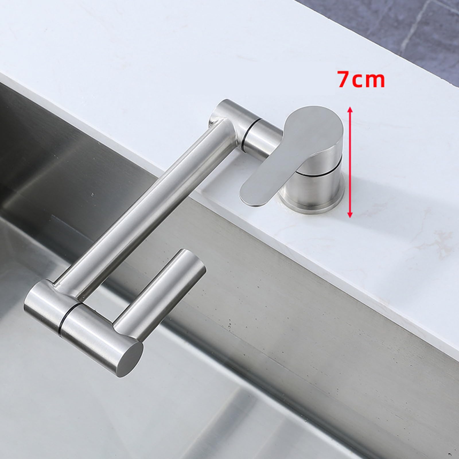 Składana bateria zlewozmywakowa, Składana bateria kuchenna do łazienki, szczotkowana, szara, obrotowa, jednouchwytowa, ze stali nierdzewnej(Brushed)